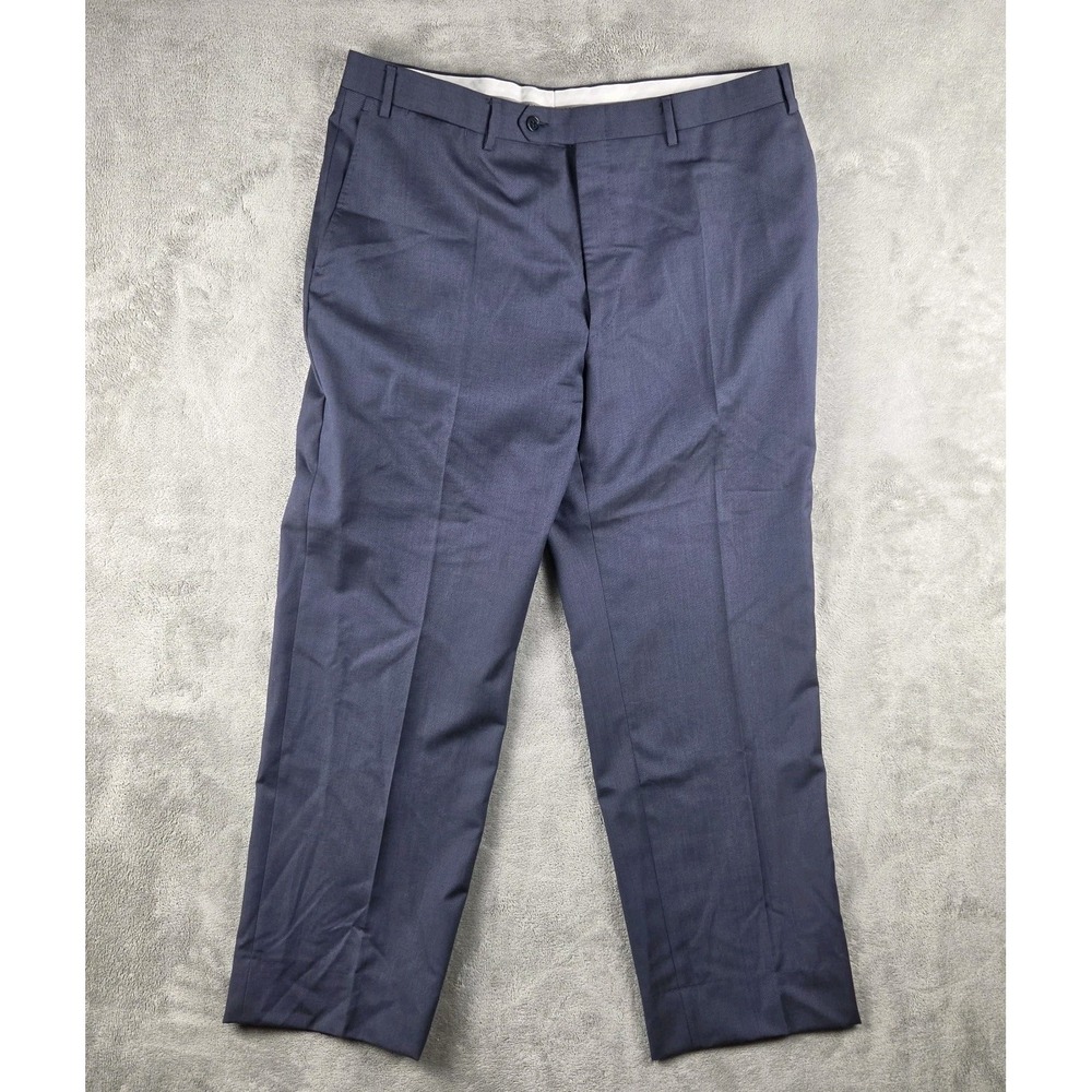 Canali 1934 Dress Wool Navy Twill Weave Navy Pants Mens 37/54 Flat Front